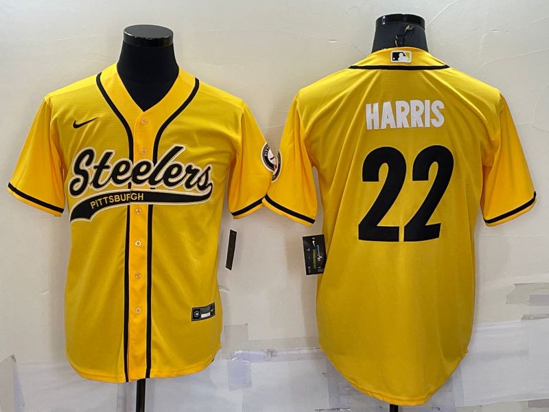 Men Pittsburgh Steelers #22 Harris Yellow 2022 Nike Co branded NFL Jersey->minnesota vikings->NFL Jersey